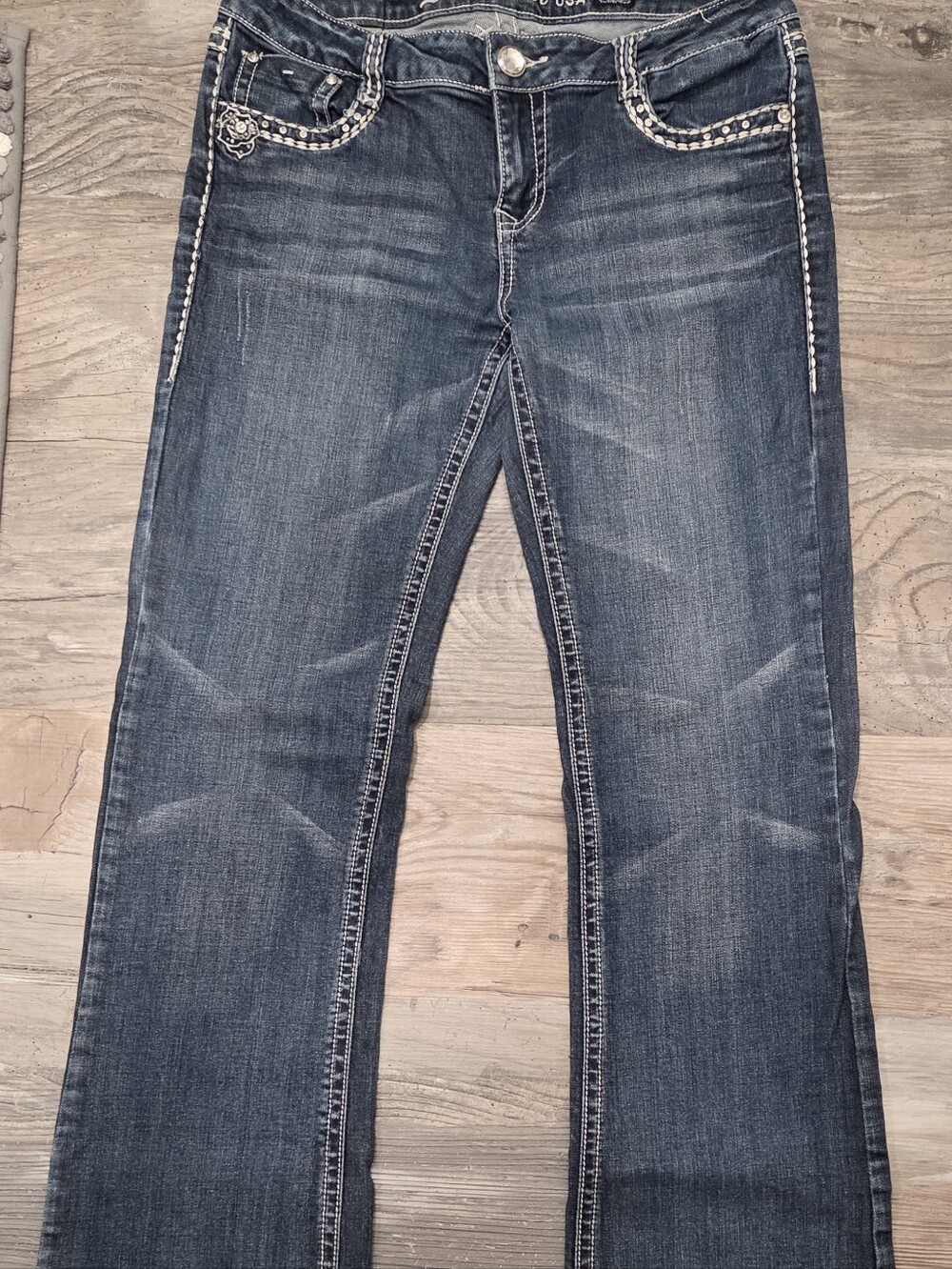 L.A. idol Women’s Boot Cut Jeans in Dark Blue Wash